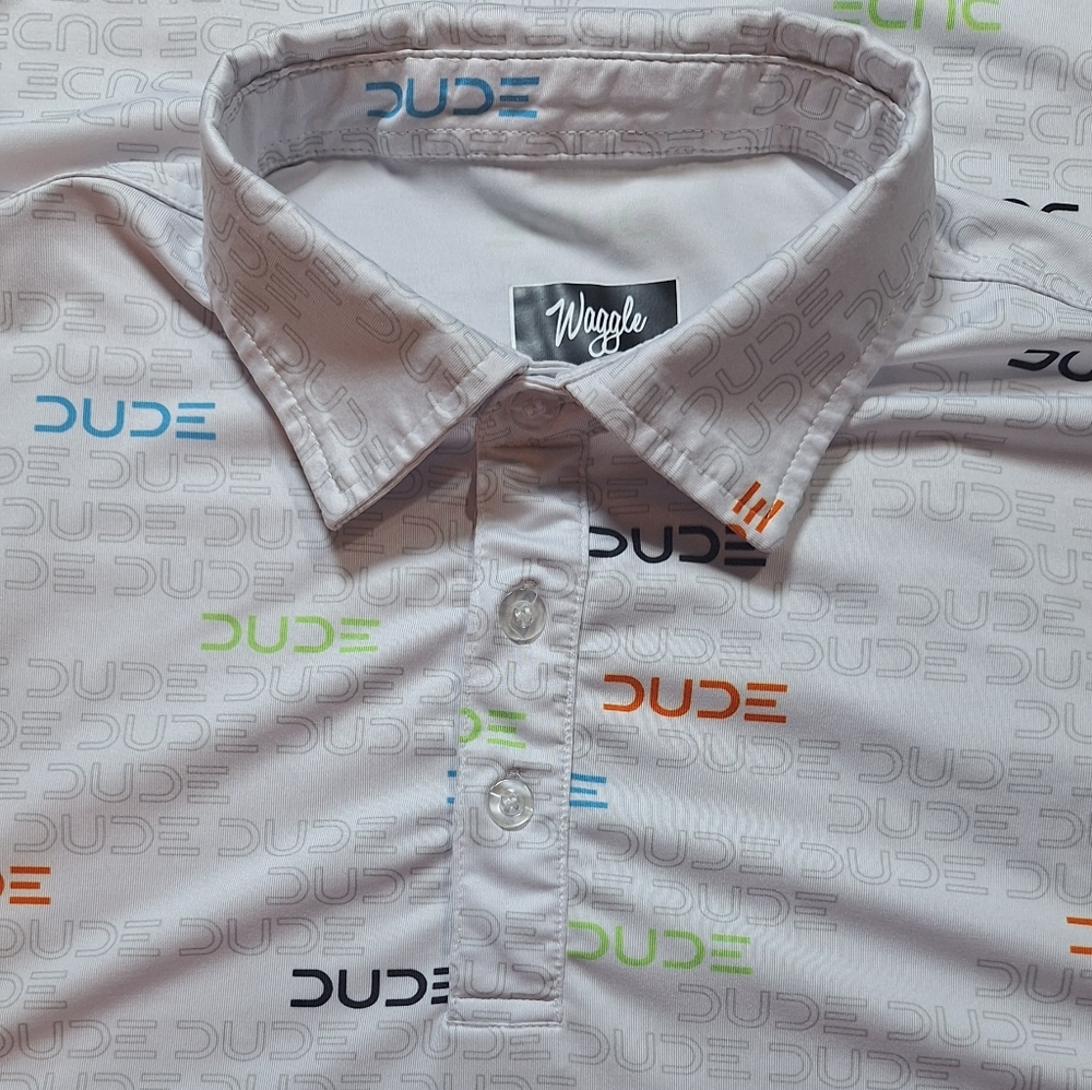 Waggle Polo Golf‎ Shirt DUDE Wipes Men's Multicolor Size XL Polyester Spandex